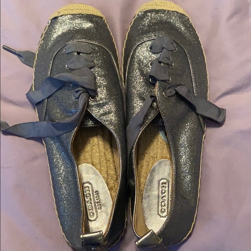 Blue Glitter Coach Espadrille Flats Size 9